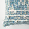 Hand-Woven Blue & White Boho Moroccan Decorative Throw Pillow - 17x17